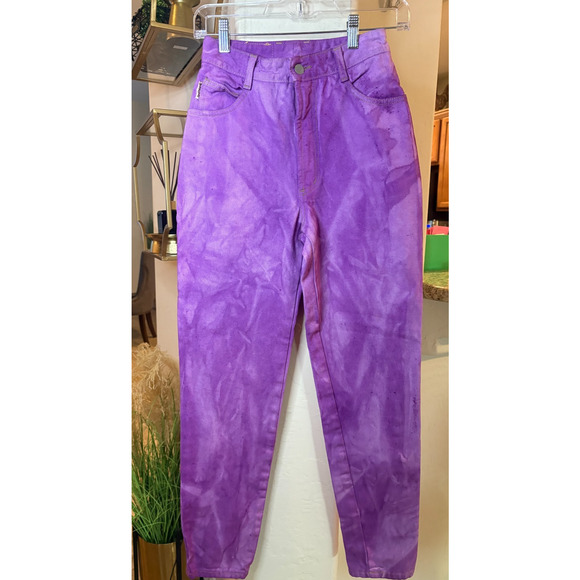 BONGO Vintage 80's High Rise Tie-Dye Purple Straight Leg Jeans Size 3 (0-2) - Picture 1 of 4